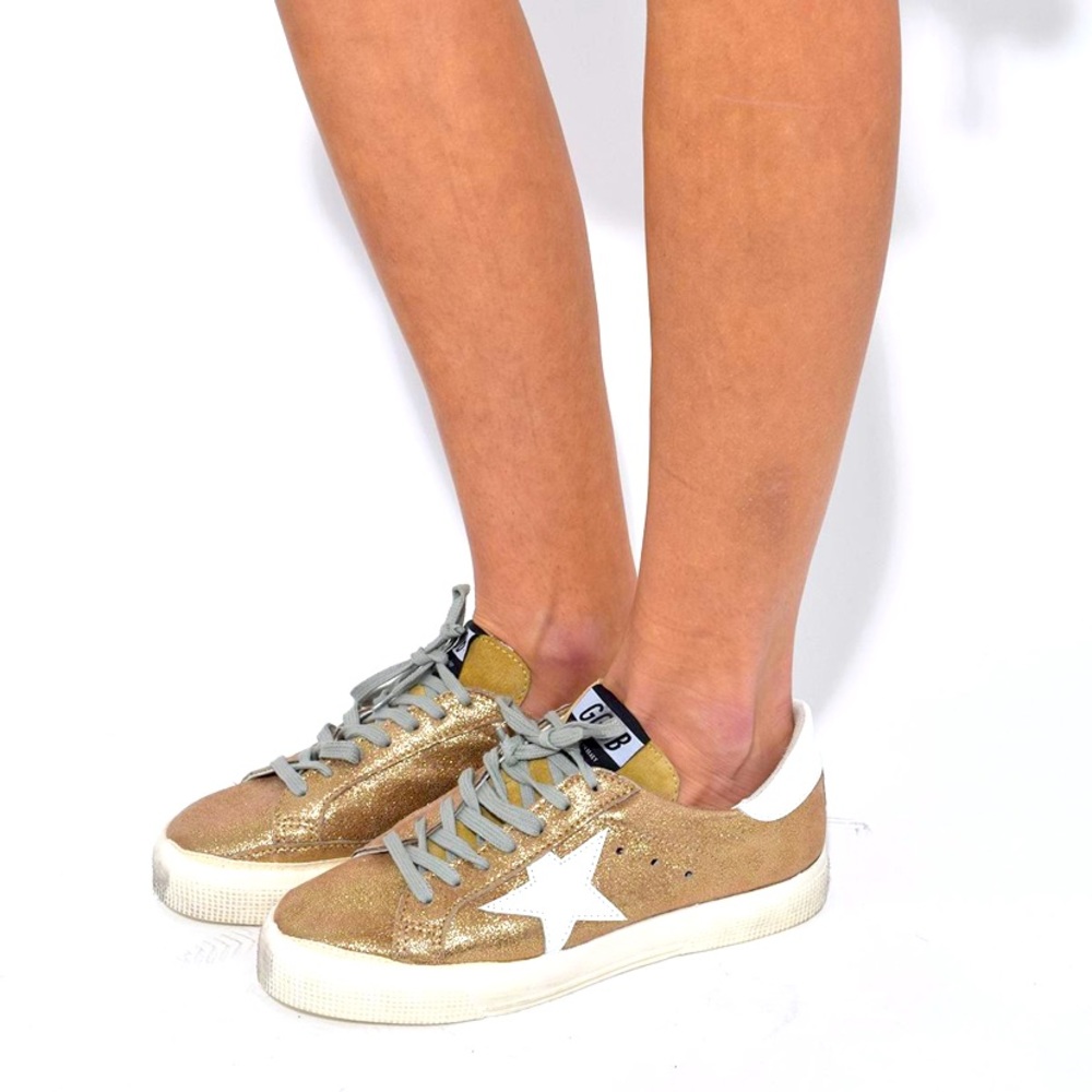Gold Golden Goose May Sneakers